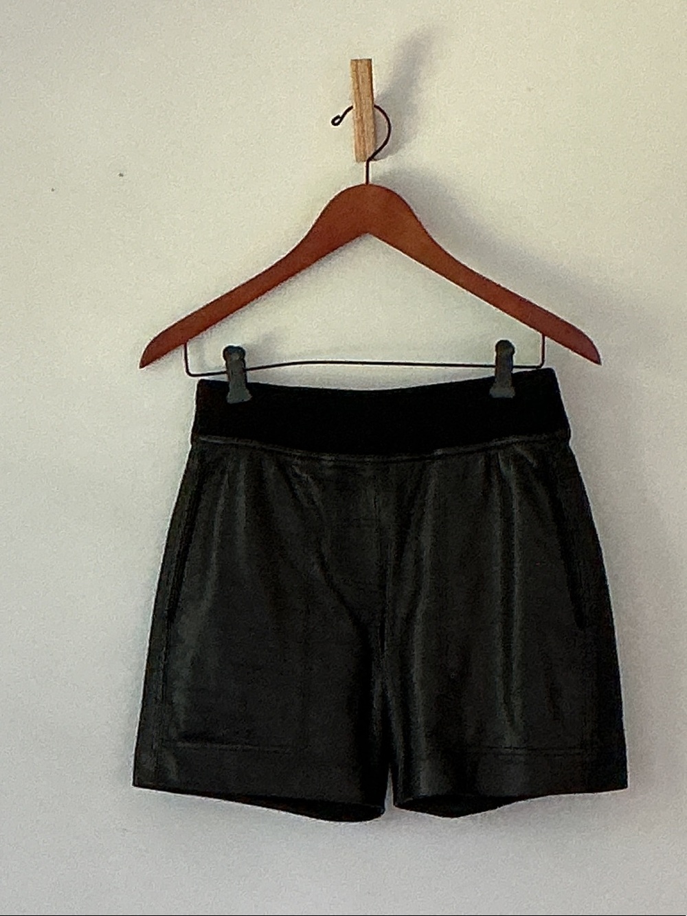 Reed Krakoff Black Faux Leather Mid Waist Shorts